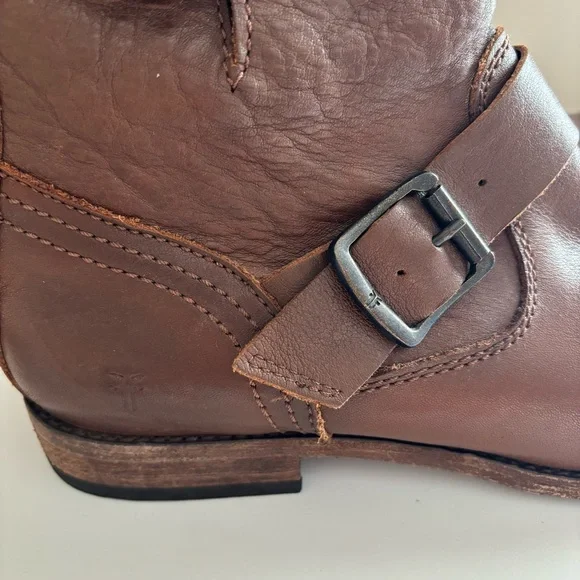 FRYE Tyler Engineer Leather Boots Women's Size 9 B Cognac Brown - Picture 4 of 9